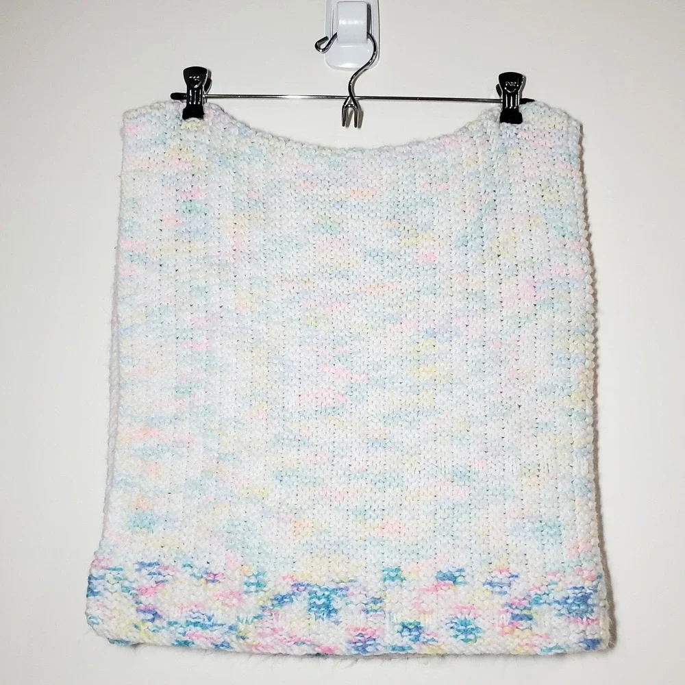 Handmade Crochet baby blanket - pastel blue‎ green yellow pink 34